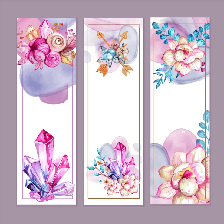 Vector watercolor boho style floral banners