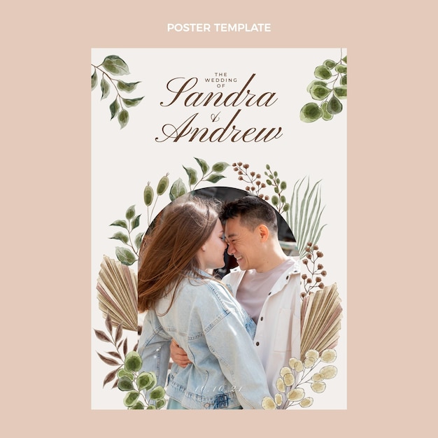 수채화 boho 웨딩 포스터