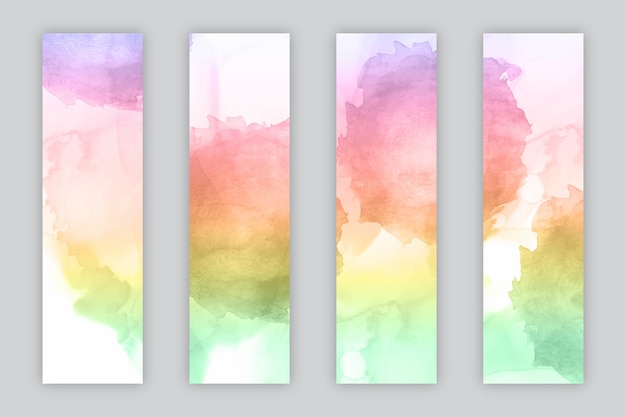 Vector watercolor bookmark illustration set