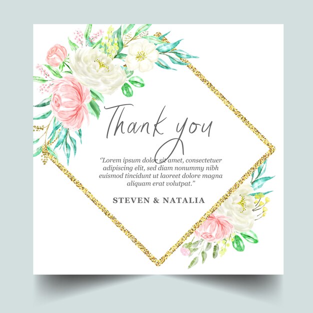 Vector watercolor botanical floral frame geometric