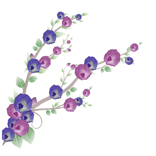 Vector watercolor botanical spring floral blossom