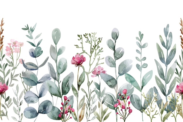 Vettore watercolor botanicals and blossoms vector illustration design