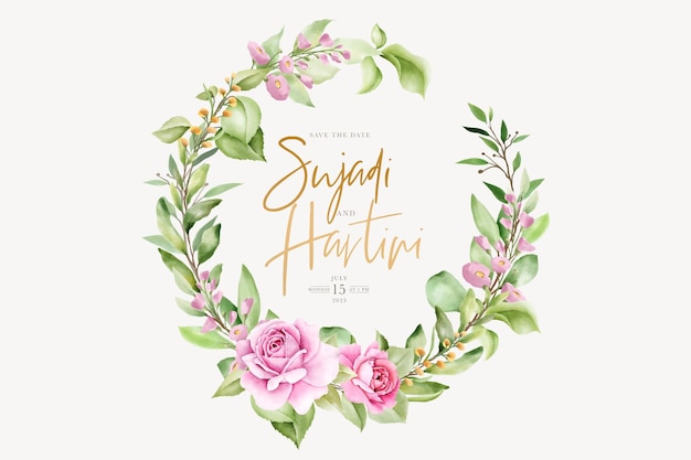 watercolor botanifal floral and leaves wreath design