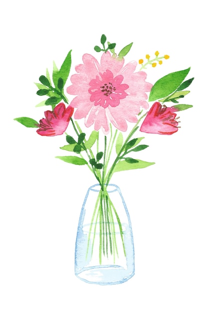 Vector watercolor bouquet of spring flowers