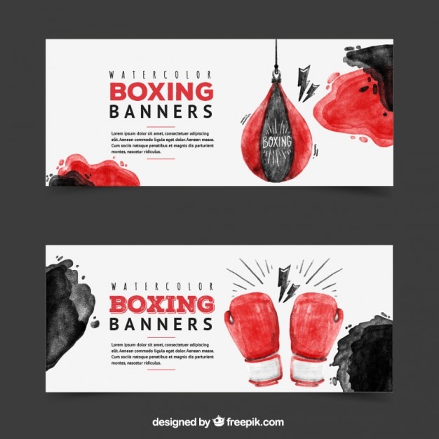 Vector watercolor boxing banners