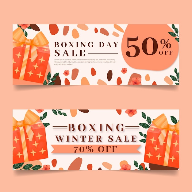 Watercolor boxing day sale banners