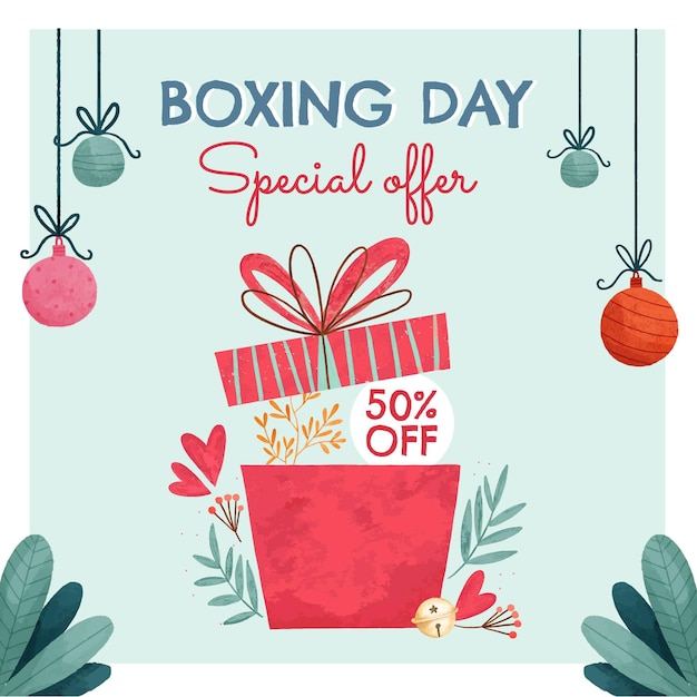 Watercolor boxing day sale illustration