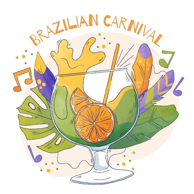 Vector watercolor brazilian carnival illustration