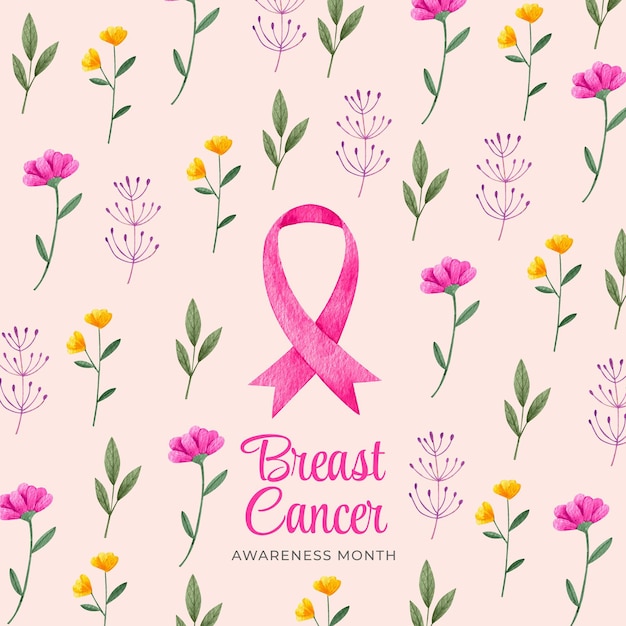 Vector watercolor breast cancer awareness month illustration