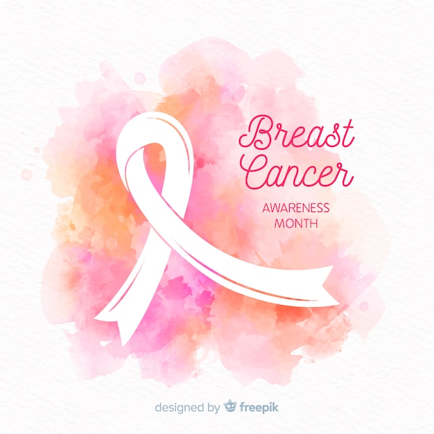 Watercolor breast cancer awareness with ribbon