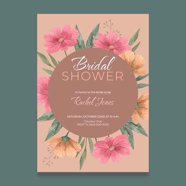 Vector watercolor bridal shower invitation