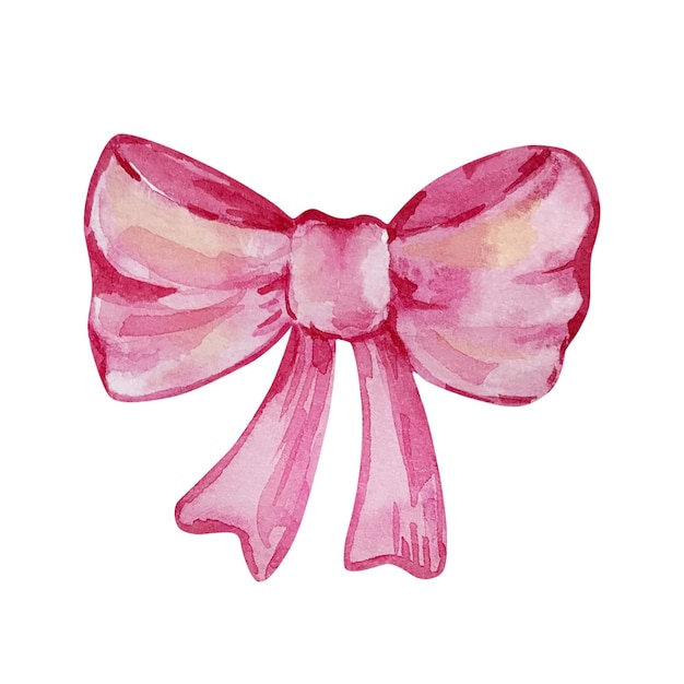 Watercolor bright pink bow