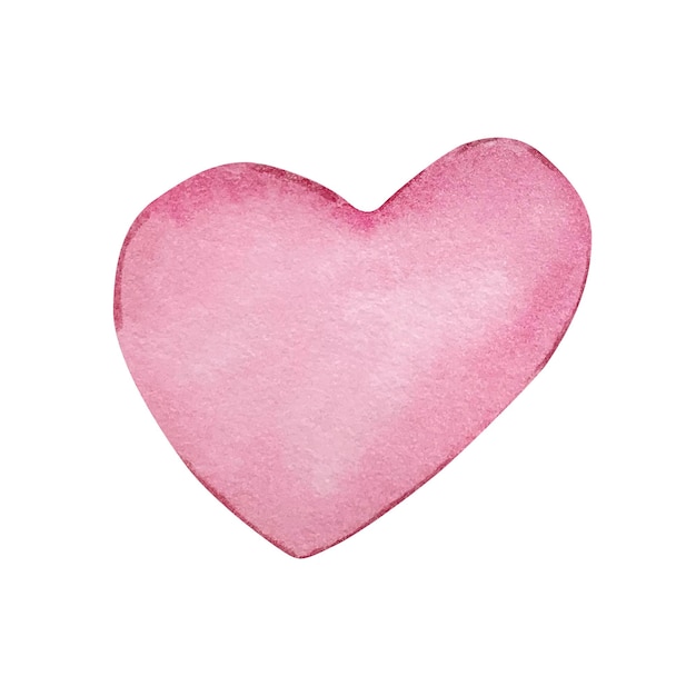 Watercolor bright pink heart isolated