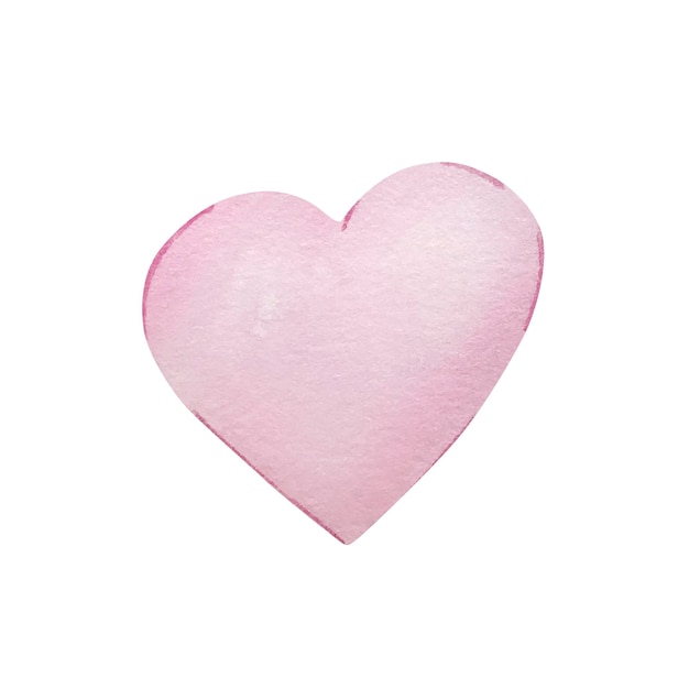 Watercolor bright pink heart isolated