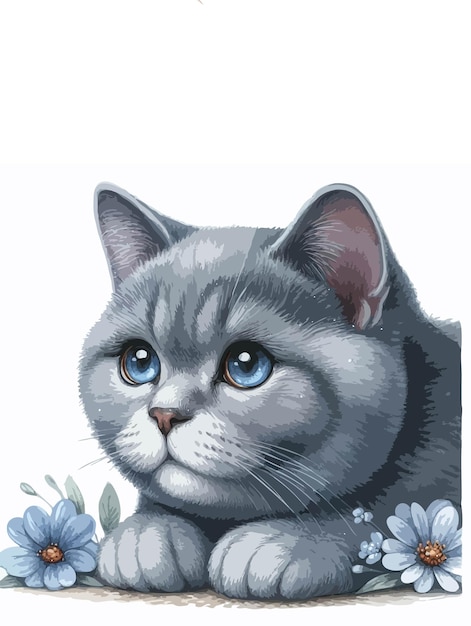 Vector watercolor british shorthair clipart for graphic resource looking better for use