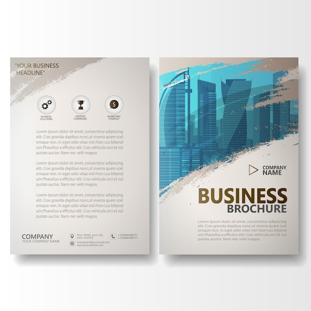 Vector watercolor brush stroke annual report brochure flyer template