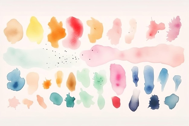 Vector watercolor brush strokes and paint splatters clipart set