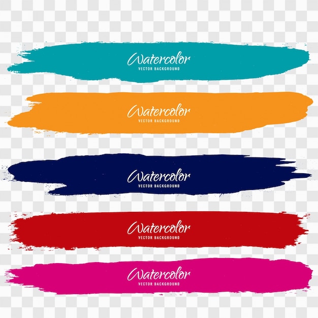 Vector watercolor brushes in different colors