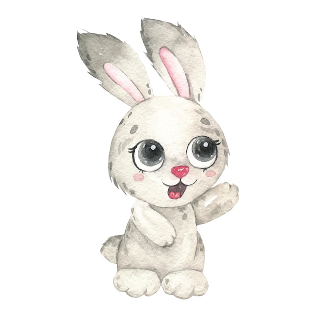 Watercolor bunny isolated vector Baby rabbit animal watercolor