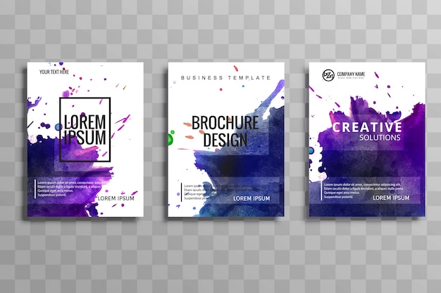 Vector watercolor business brochure set of cards vector