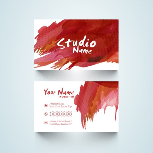 Vector watercolor business card in abstract style