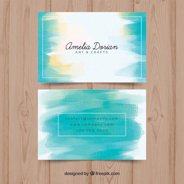 Watercolor business card template