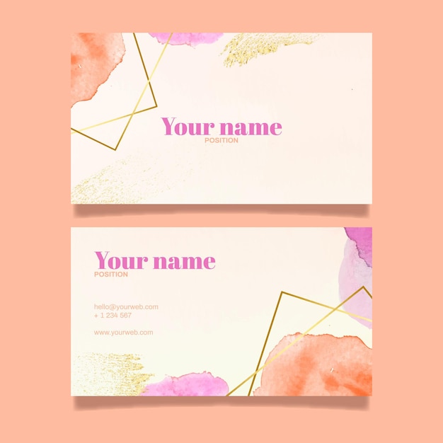 Vector watercolor business card template