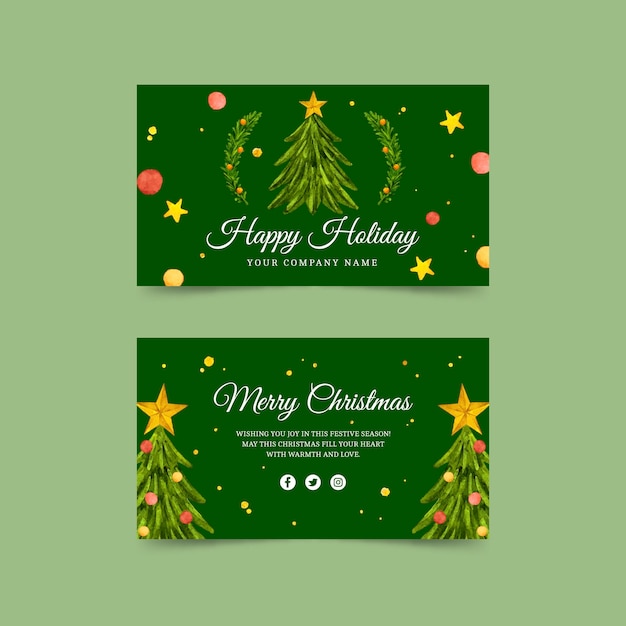 Watercolor business christmas cards set