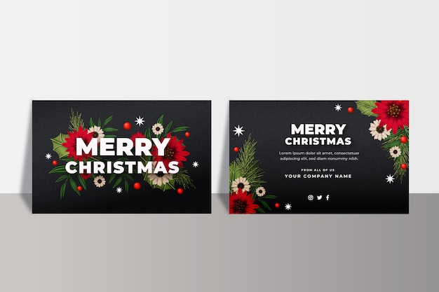 Vector watercolor business christmas cards set