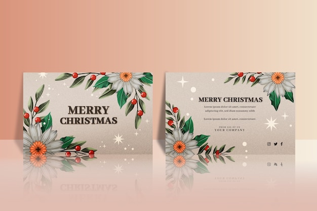 Vector watercolor business christmas cards template