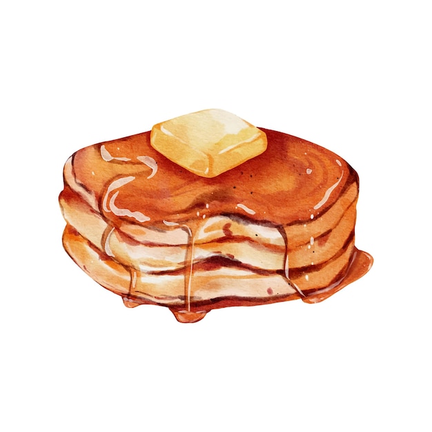 Watercolor of butter pancakes vector design