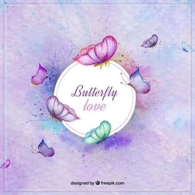 Watercolor butterflies background