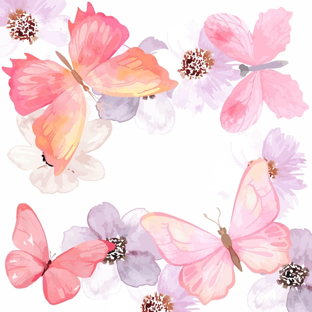 watercolor butterfly and flower illustration