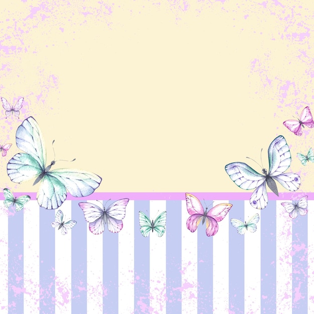 Vector watercolor butterfly tamplet hand butterflies