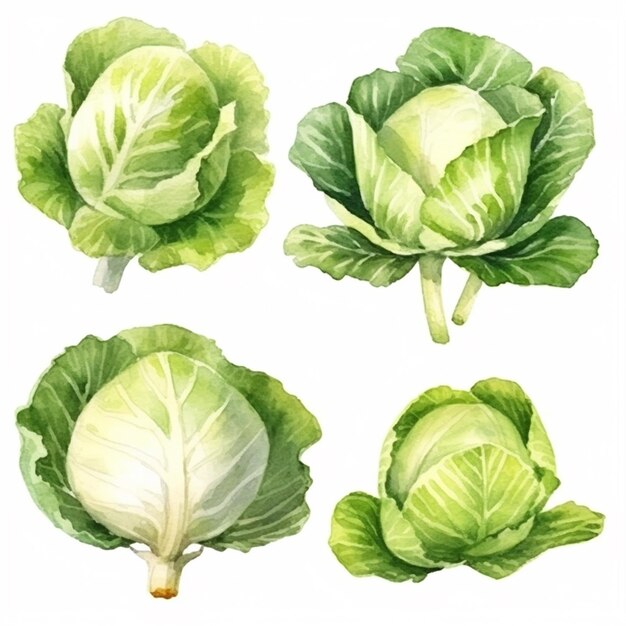 Vector watercolor cabbage vector art 2023 vegetables watercolor onions garlic clove turnip patato