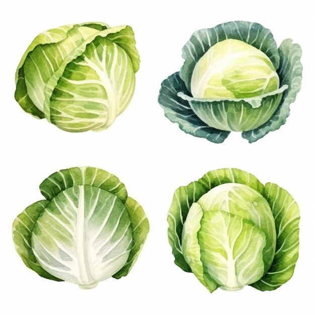 Vector watercolor cabbage vector art 2023 vegetables watercolor onions garlic clove turnip patato