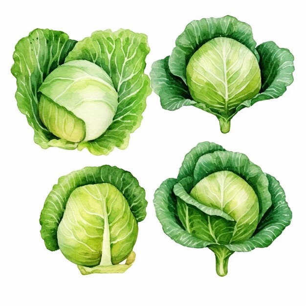 Vector watercolor cabbage vector art 2023 vegetables watercolor onions garlic clove turnip patato