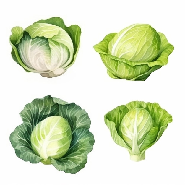 Vector watercolor cabbage vector art 2023 vegetables watercolor onions garlic clove turnip patato