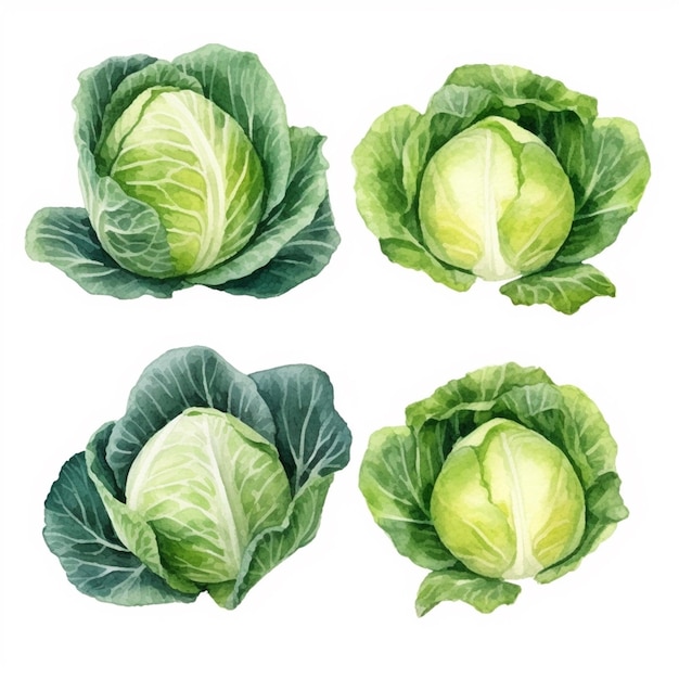 Vector watercolor cabbage vector art 2023 vegetables watercolor onions garlic clove turnip patato