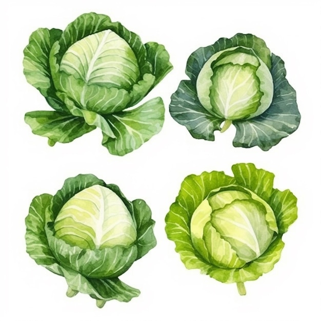 Vector watercolor cabbage vector art 2023 vegetables watercolor onions garlic clove turnip patato