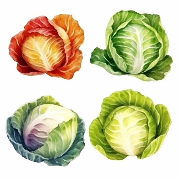 Vector watercolor cabbage vector art 2023 vegetables watercolor onions garlic clove turnip patato