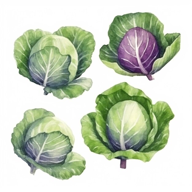 Vector watercolor cabbage vector art 2023 vegetables watercolor onions garlic clove turnip patato