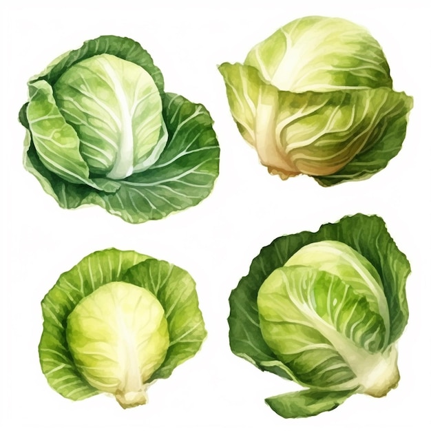 Vector watercolor cabbage vector art 2023 vegetables watercolor onions garlic clove turnip patato