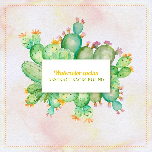 Vector watercolor cactus background.