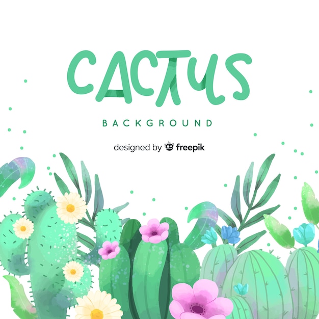 Watercolor cactus background