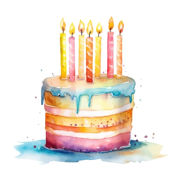 Vector watercolor cake clipart white background