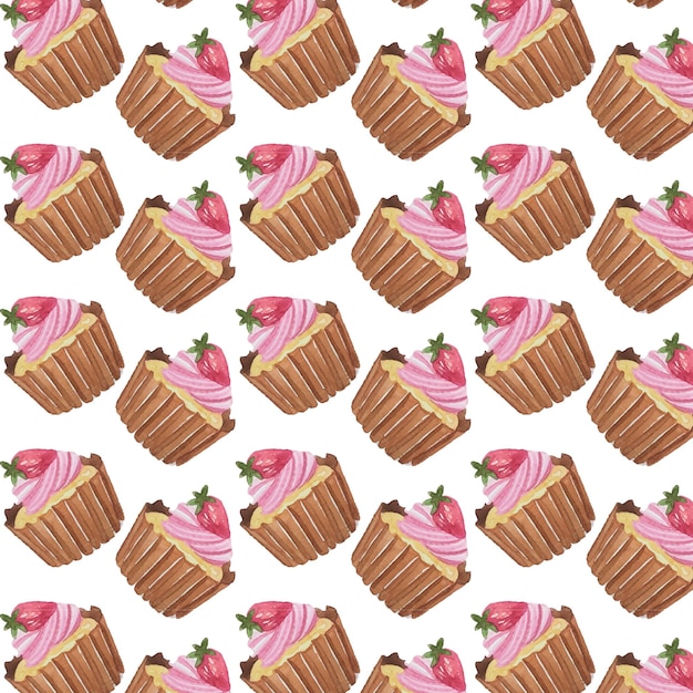 Vector watercolor cake seamless pattern hand draw