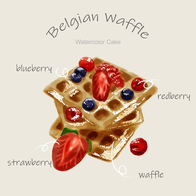 watercolor cakes with belgian waffle