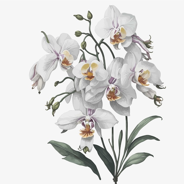 Акварель камбрия орхидеи простой вектор