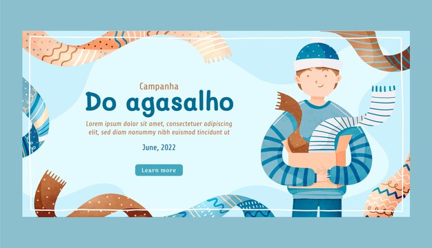 Watercolor campanha do agasalho horizontal banner template